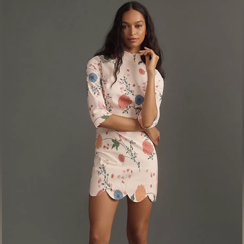 Anthropologie Maeve Mock Neck Stretch Shift Mini Dress NWT